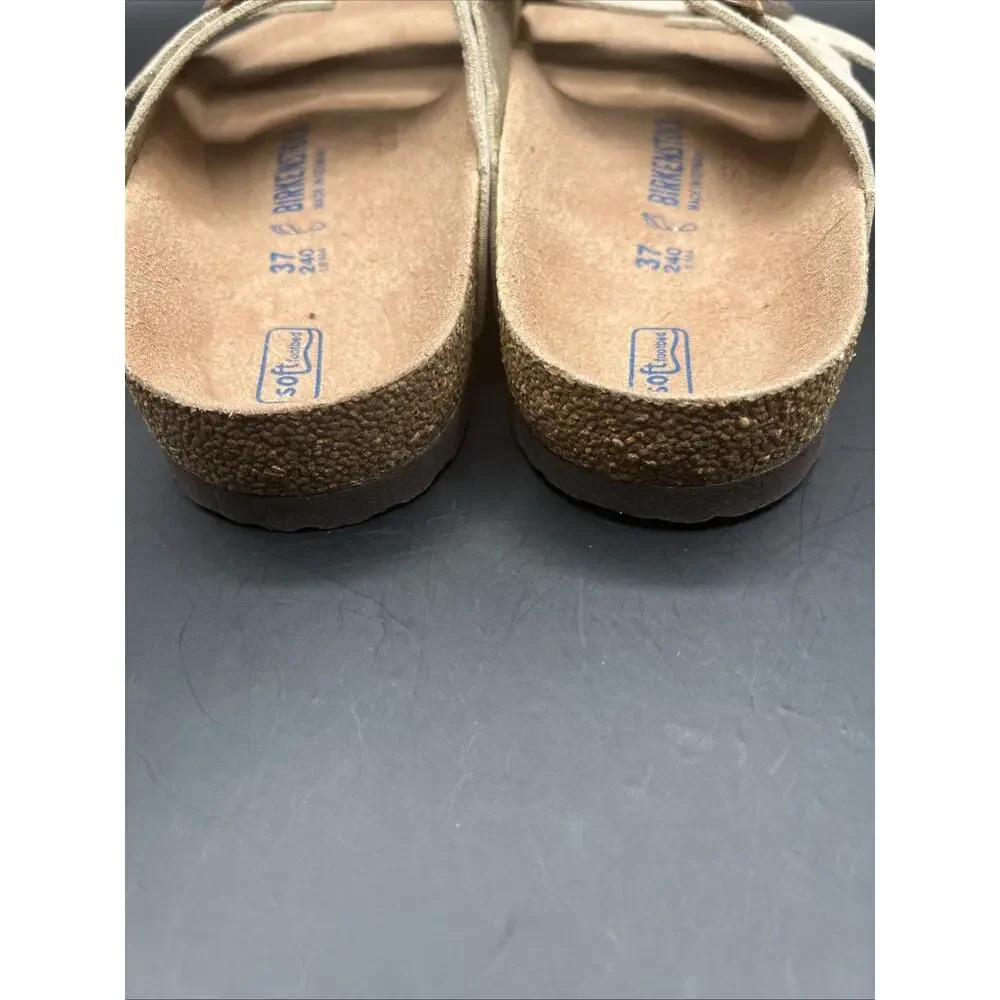 Birkenstock 2 straps adjustable sandals Flip Flops Sz 37 Ivory Beige NWOB US 9